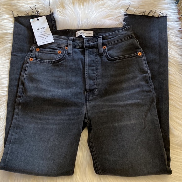 Re/Done Originals High Waist Ankle Crop Jeans Black 26 NWT - Picture 7 of 13